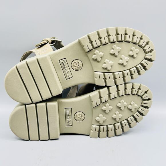 Timberland Sandals Womens 9 Green Leather Slingback Platform London Vibe Buckle - Picture 9 of 11